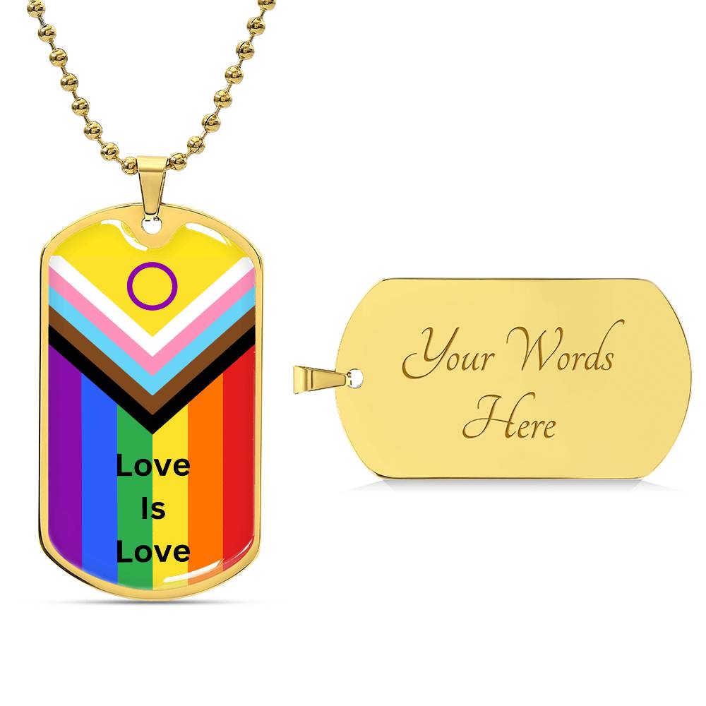 Personalized Pride Flag Love Is Love Dog Tag Necklace