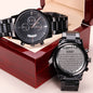 Personalized Stepped Up Dad Engraved Design Black Chronograph Watch