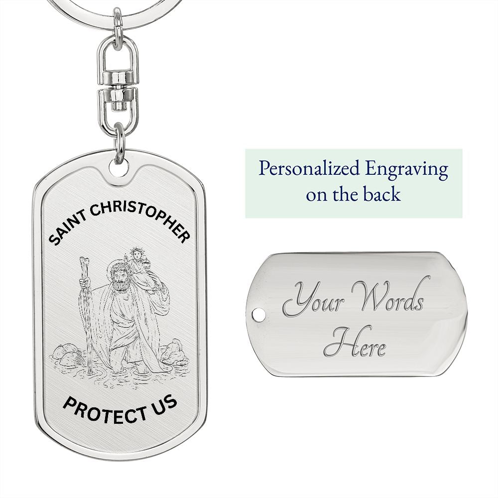 Saint Christopher Protect Us Keychain