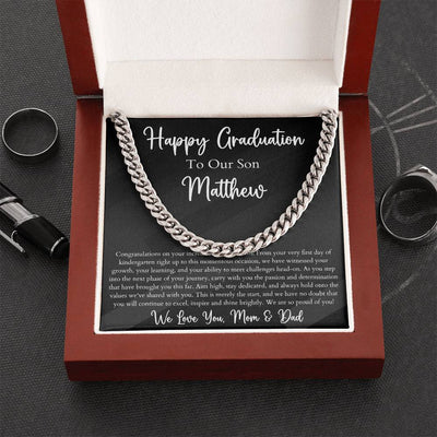 Personalized Graduation To Our Son Cuban Link Chain