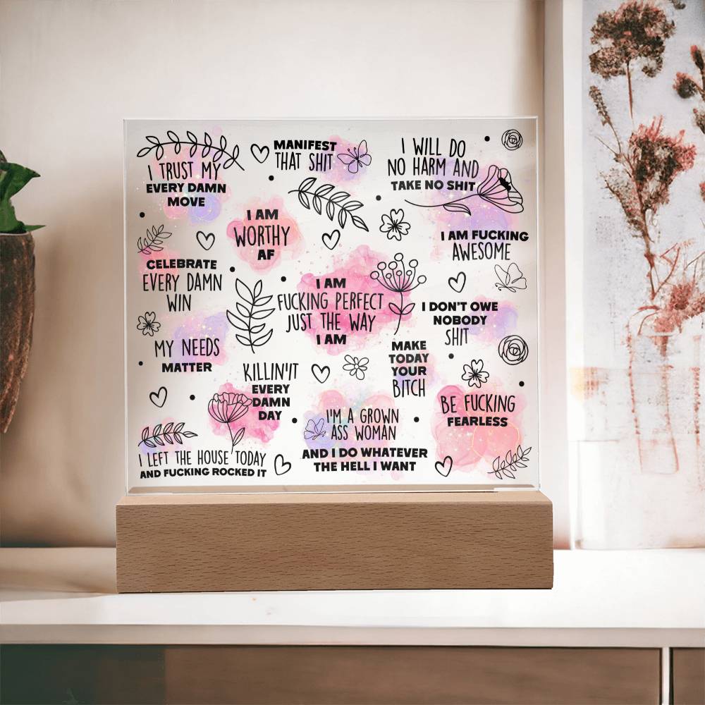 Swear Affirmations Acrylic Plaque VULGAR Daily Reminders, Gift for her, Affirmations Motivation, Inspirational