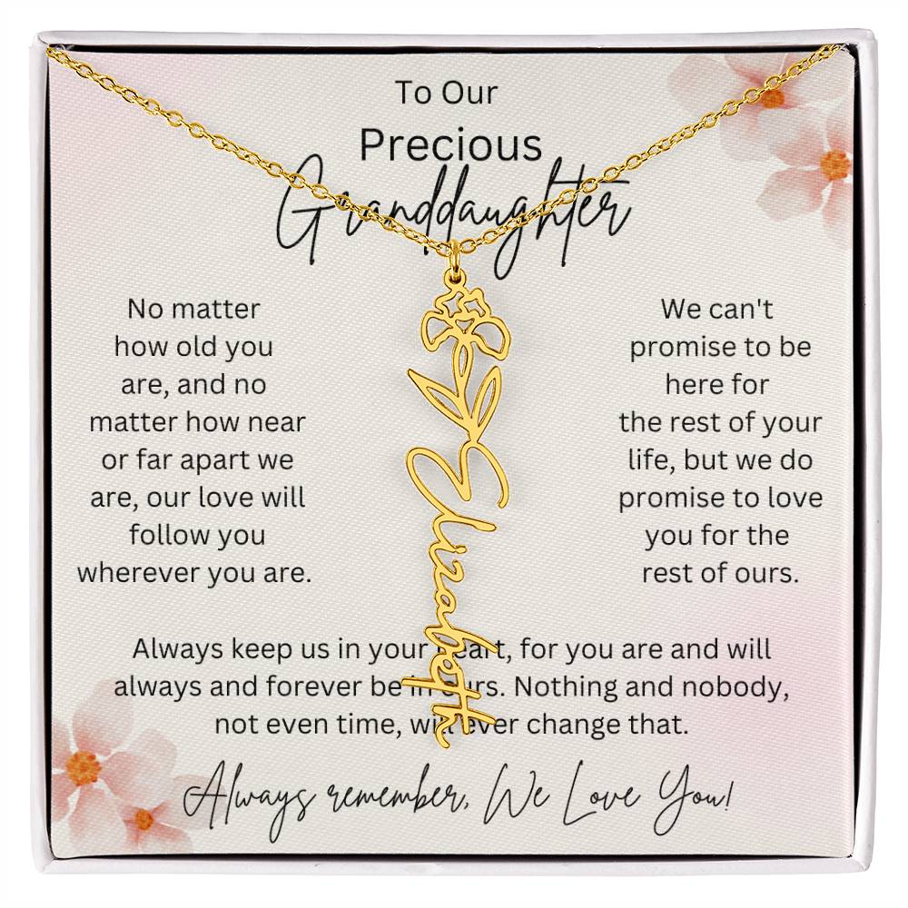 Granddaughter Birth Flower Name Necklace
