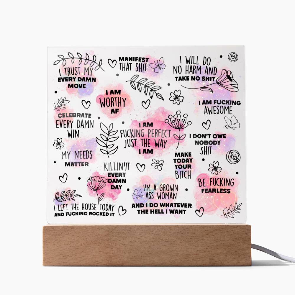 Swear Affirmations Acrylic Plaque VULGAR Daily Reminders, Gift for her, Affirmations Motivation, Inspirational