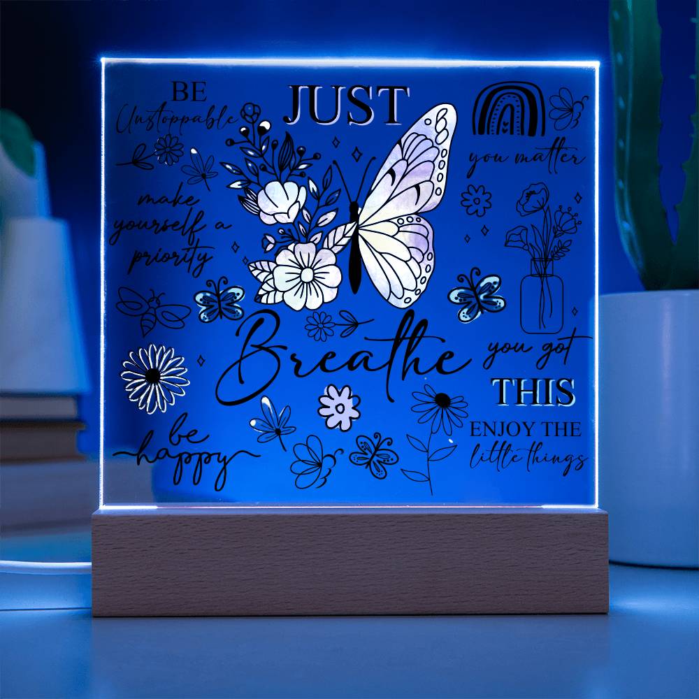 Just Breathe Square LED Lighted Acrylic Plaque