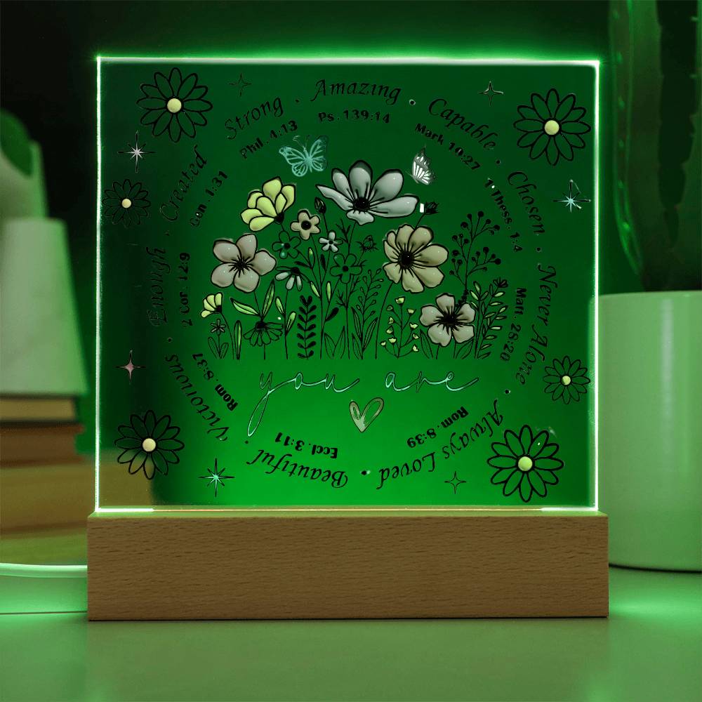 You Are Bible Verse LED Lighted Square Acrylic Plaque!