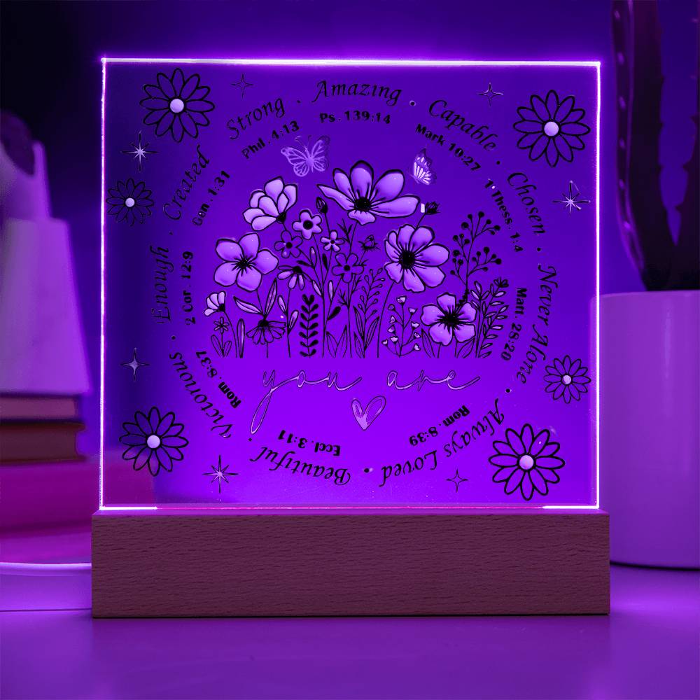 You Are Bible Verse LED Lighted Square Acrylic Plaque!