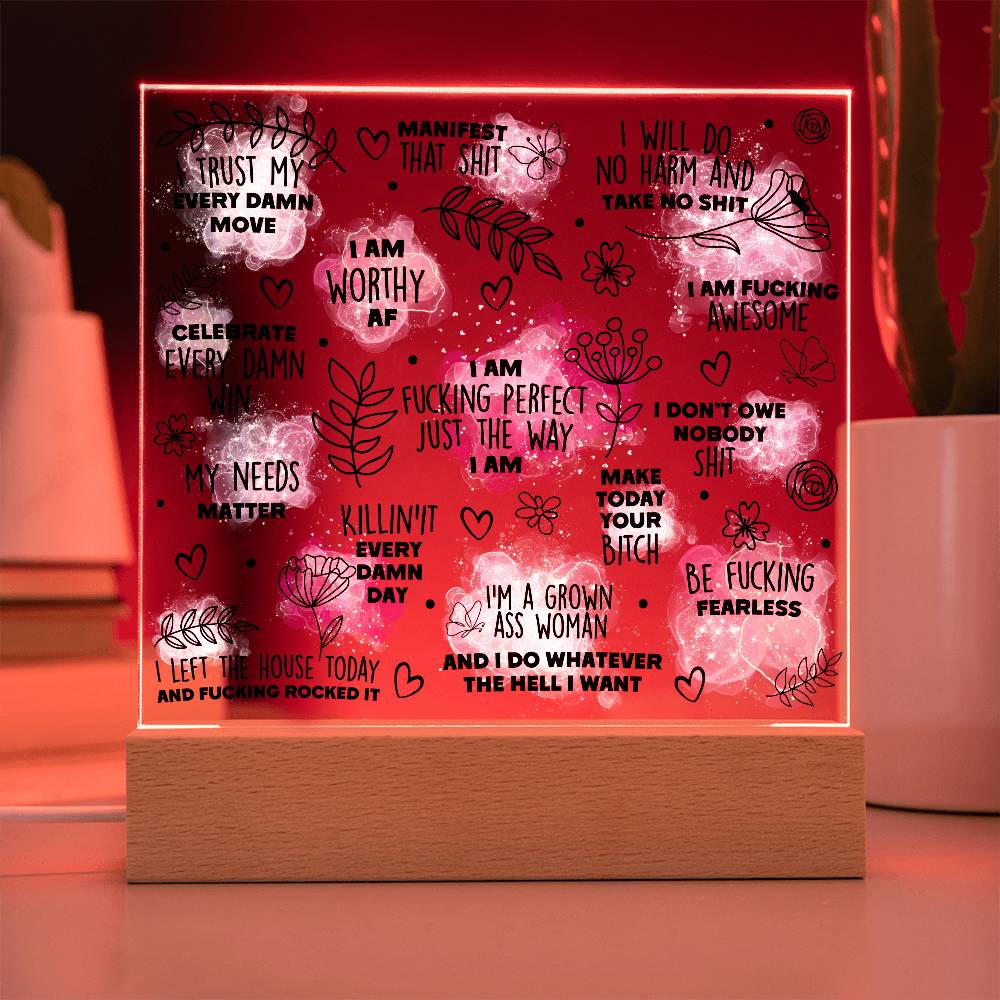 Swear Affirmations Acrylic Plaque VULGAR Daily Reminders, Gift for her, Affirmations Motivation, Inspirational