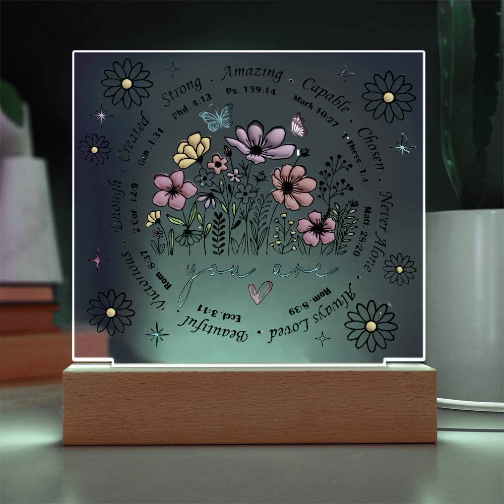 You Are Bible Verse LED Lighted Square Acrylic Plaque!