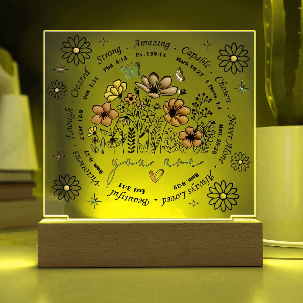 You Are Bible Verse LED Lighted Square Acrylic Plaque!