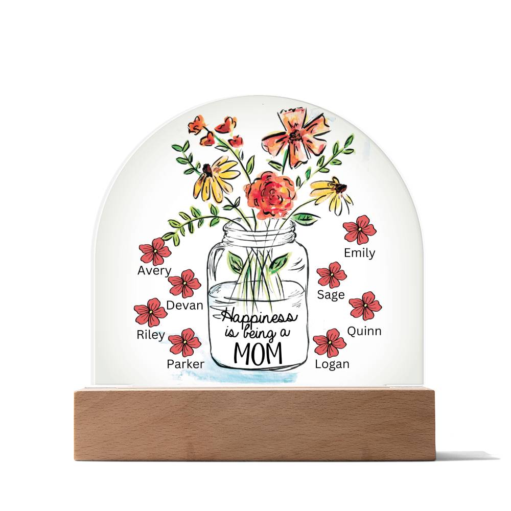 Personalized Happiness Is Being A Mom Domed Acrylic Plaque
