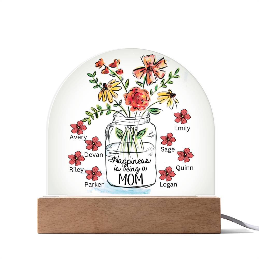 Personalized Happiness Is Being A Mom Domed Acrylic Plaque