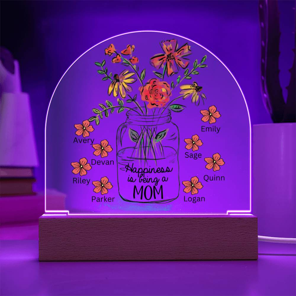 Personalized Happiness Is Being A Mom Domed Acrylic Plaque