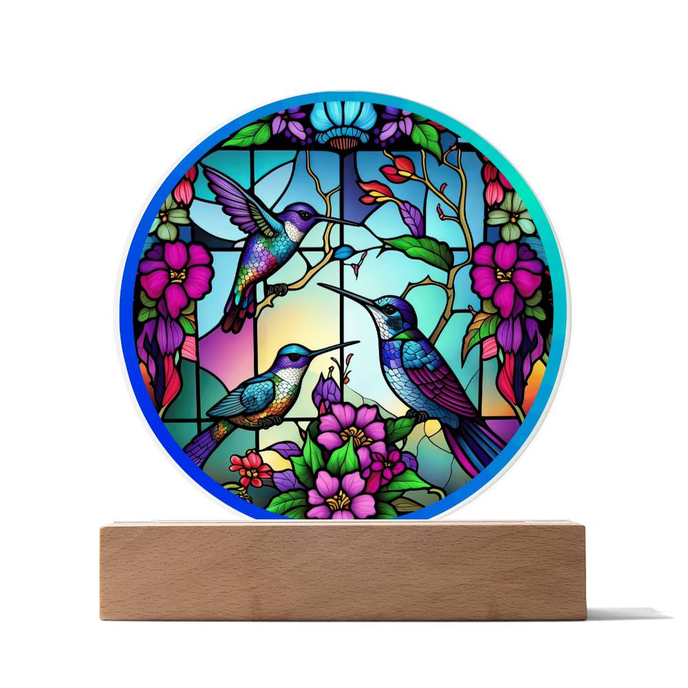 Hummingbirds LED Lighted Plaque