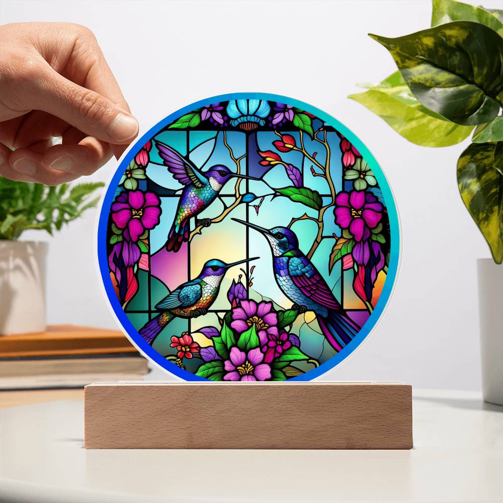 Hummingbirds LED Lighted Plaque