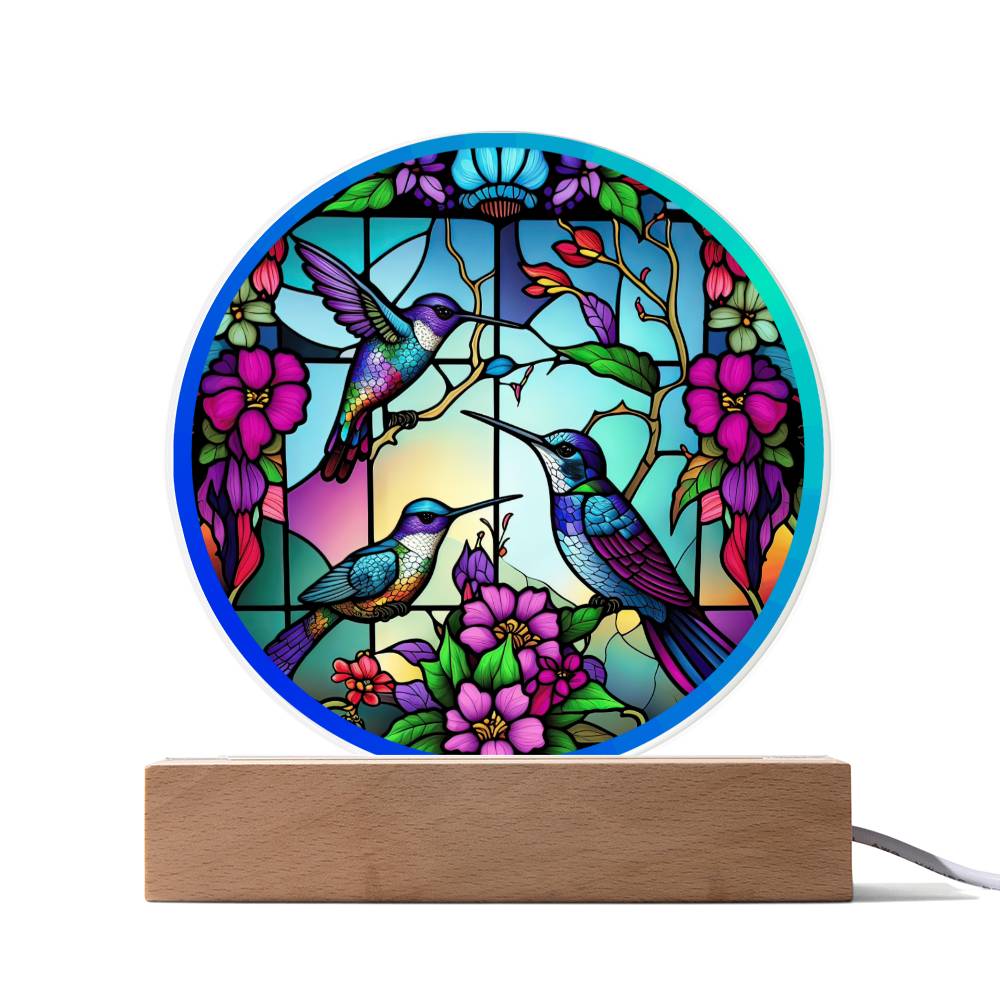 Hummingbirds LED Lighted Plaque