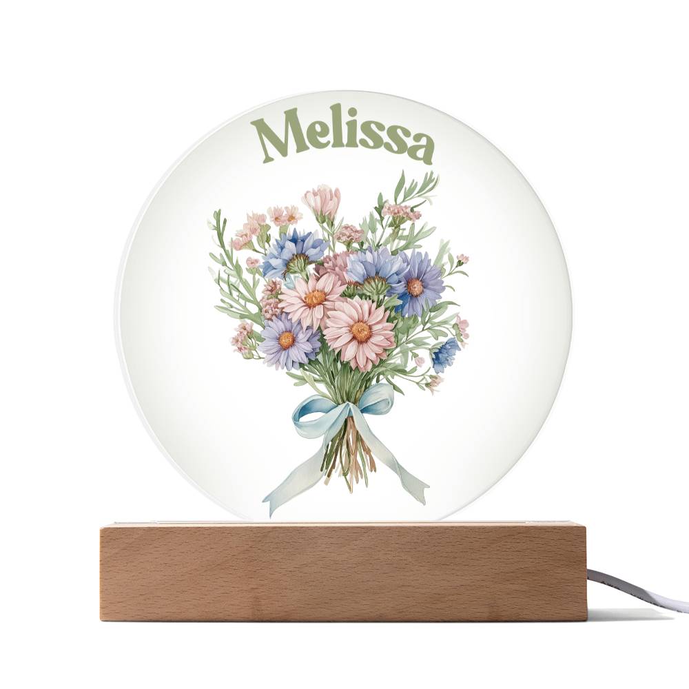 Personalized Name & Birthflower Bouquet LED Lighted Acrylic Plaque