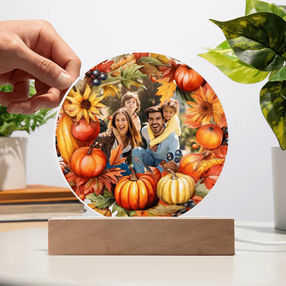 Fall Family Photo Wreath LED Lighted Plaque