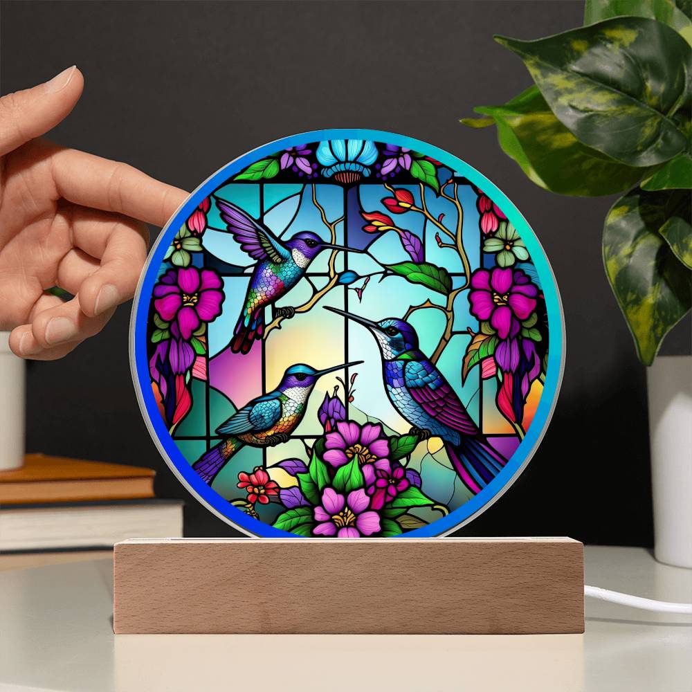 Hummingbirds LED Lighted Plaque