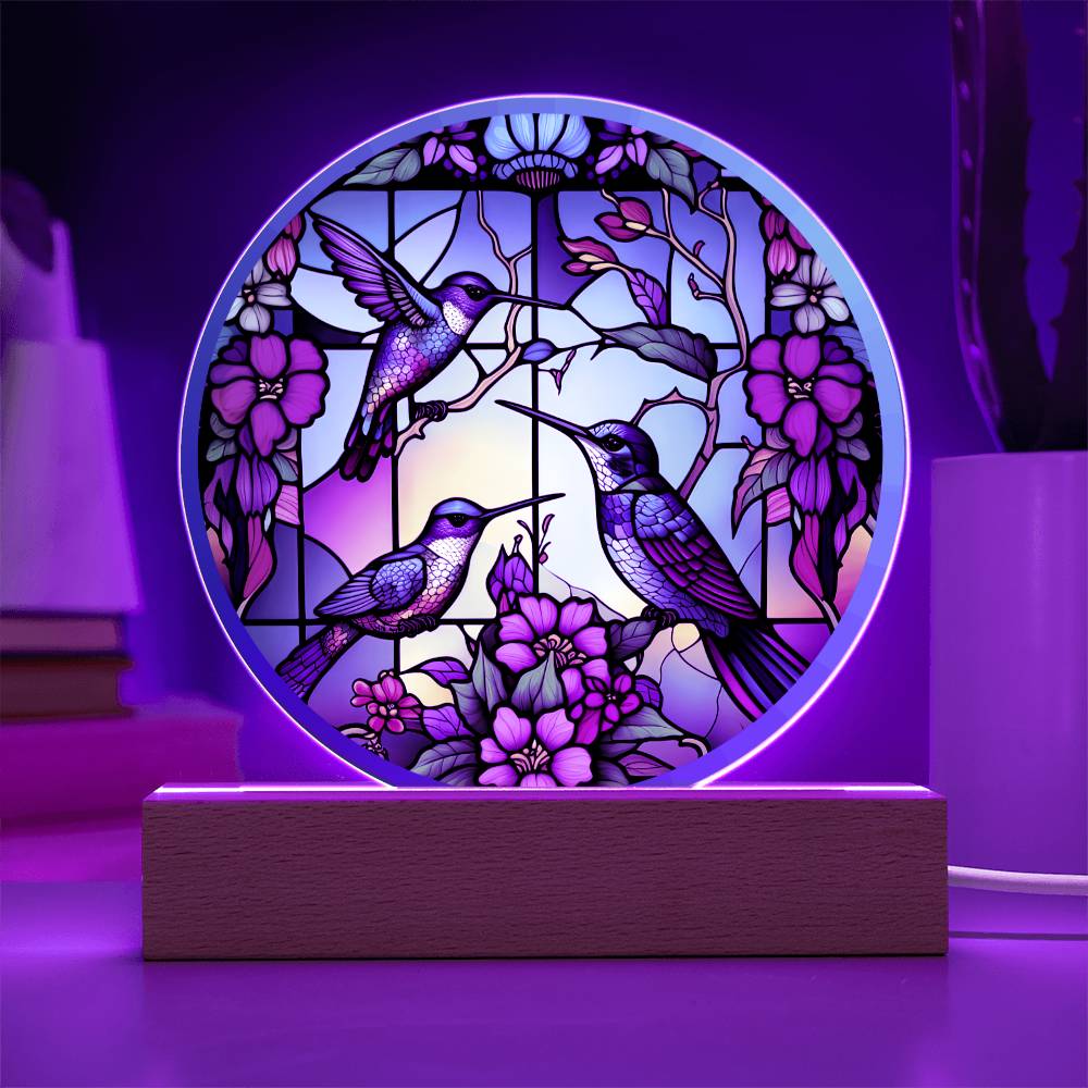 Hummingbirds LED Lighted Plaque