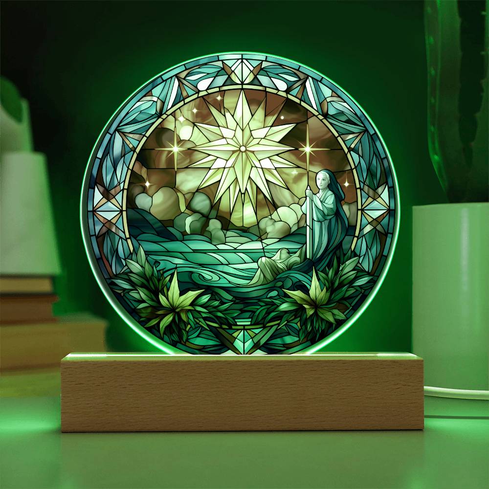 Sained Glass Christmas Star LED Lighted Plaque