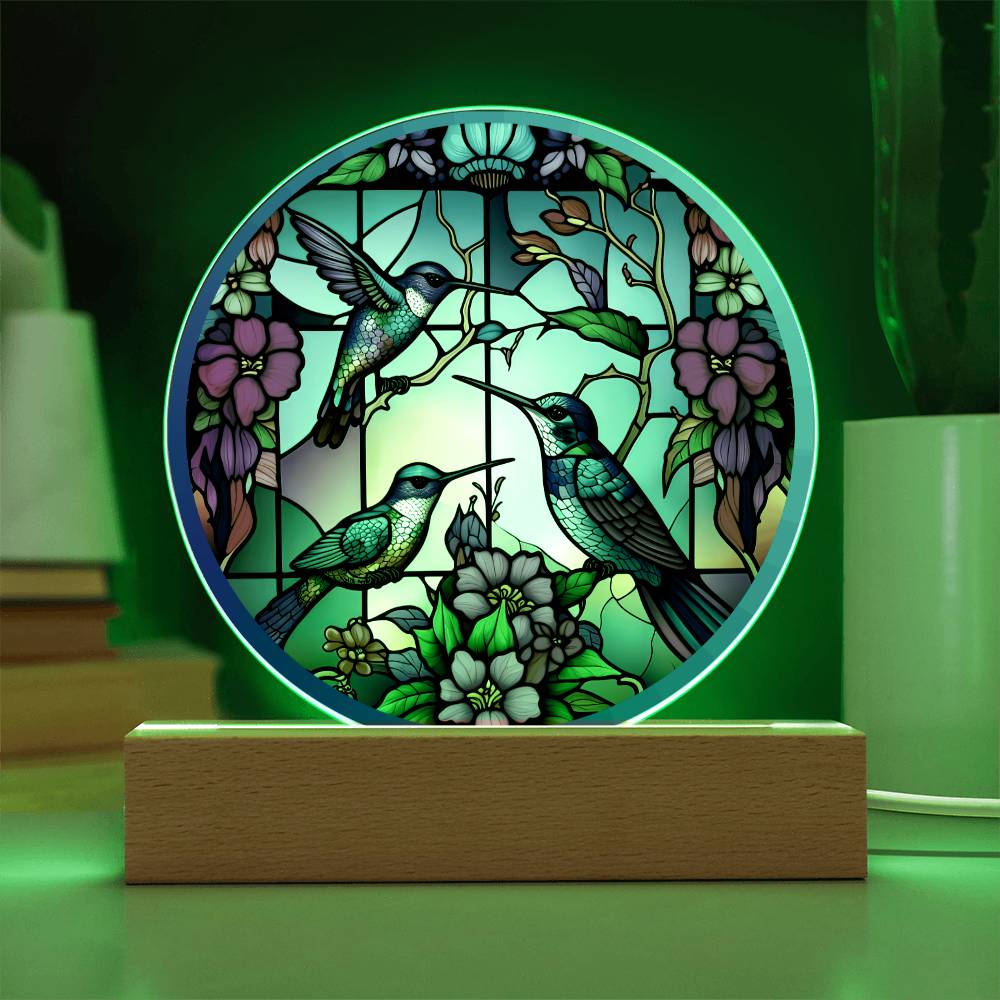 Hummingbirds LED Lighted Plaque
