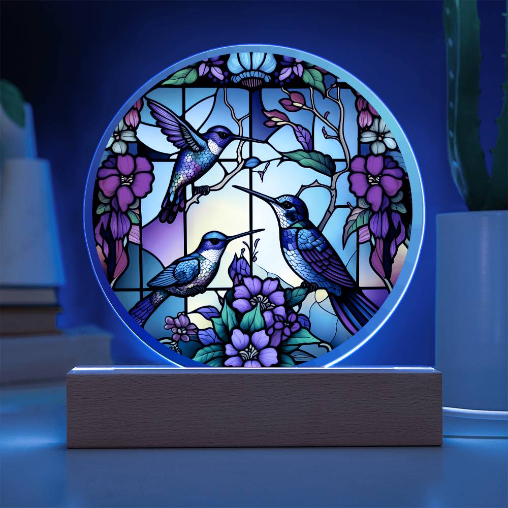 Hummingbirds LED Lighted Plaque