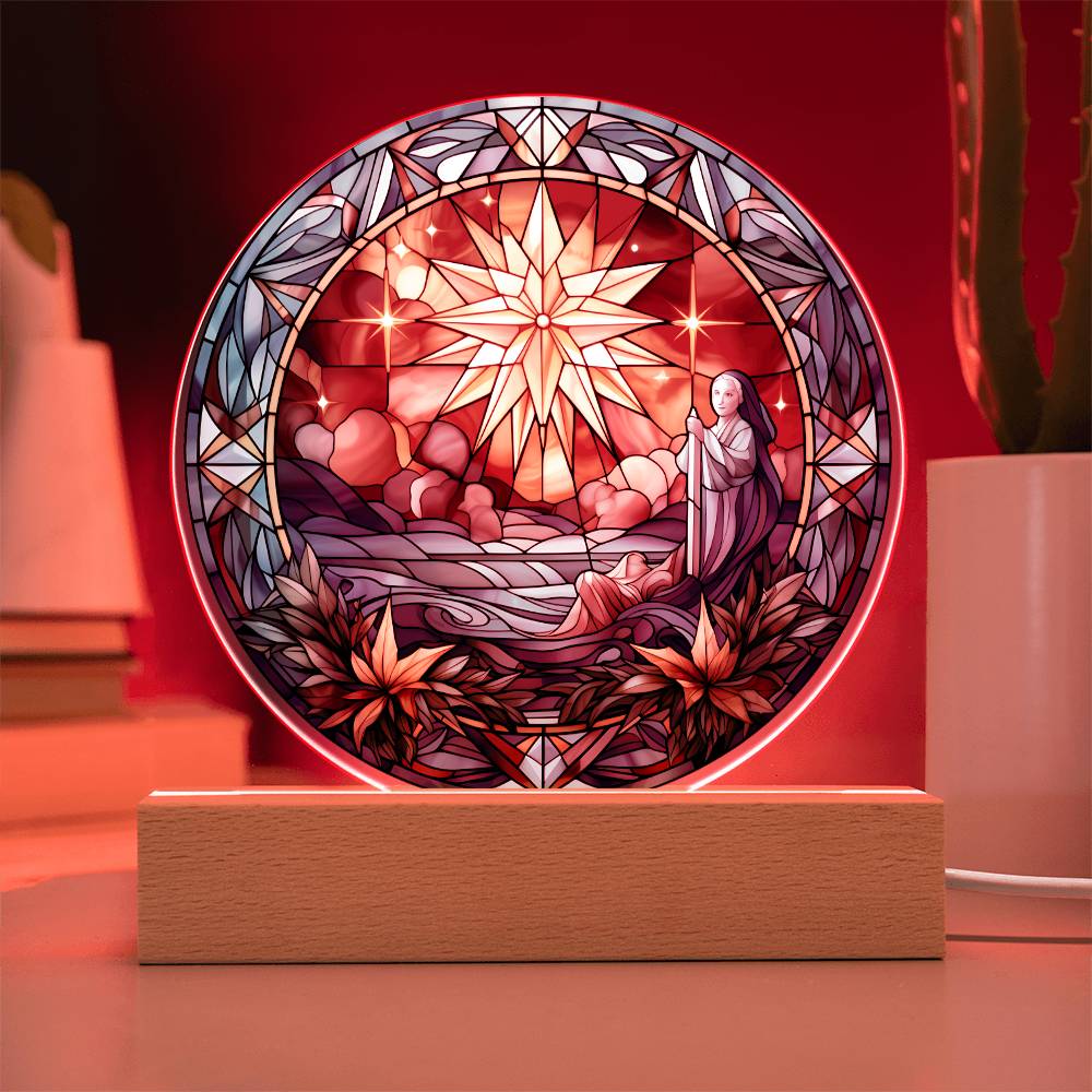 Sained Glass Christmas Star LED Lighted Plaque