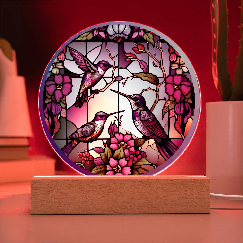 Hummingbirds LED Lighted Plaque