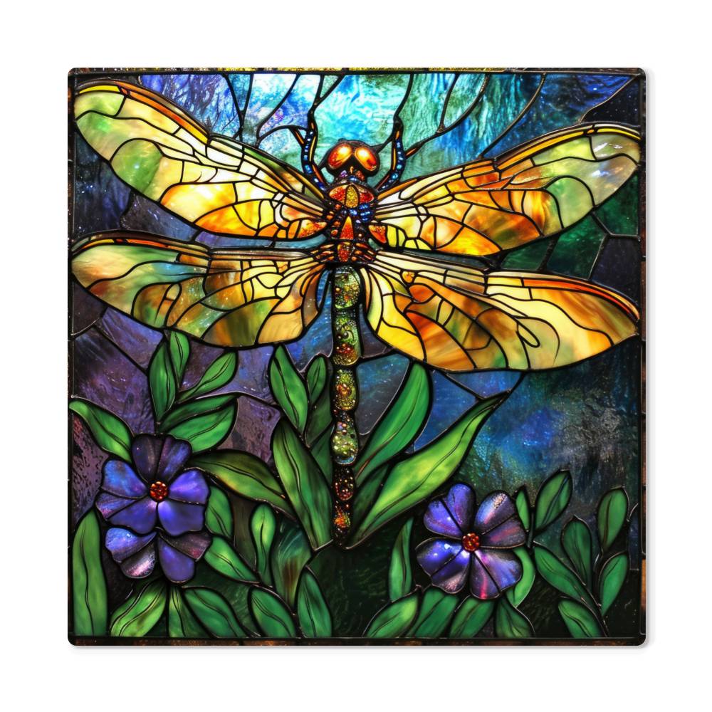 Dragonfly Faux Stained Glass High Gloss Metal Prints