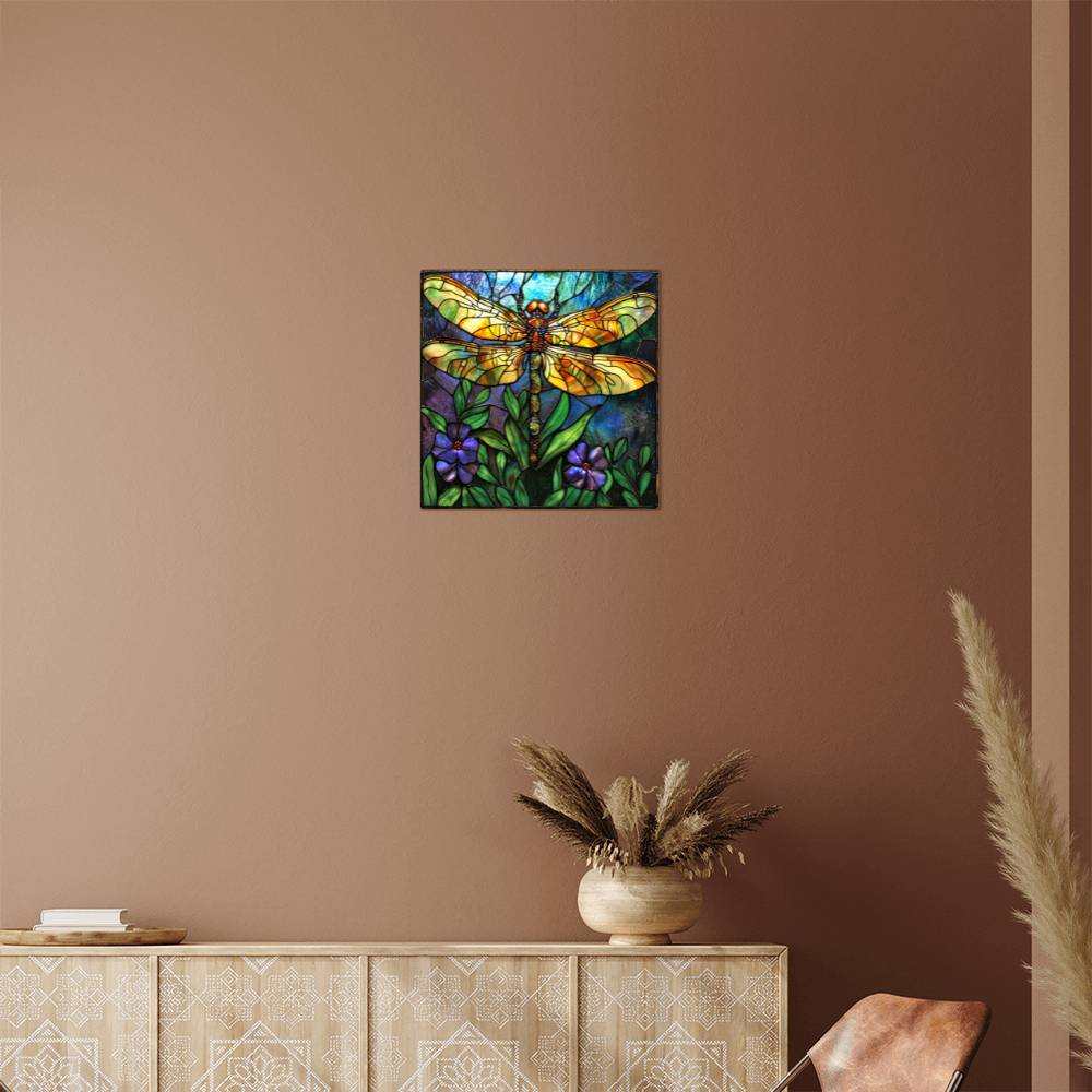 Dragonfly Faux Stained Glass High Gloss Metal Prints