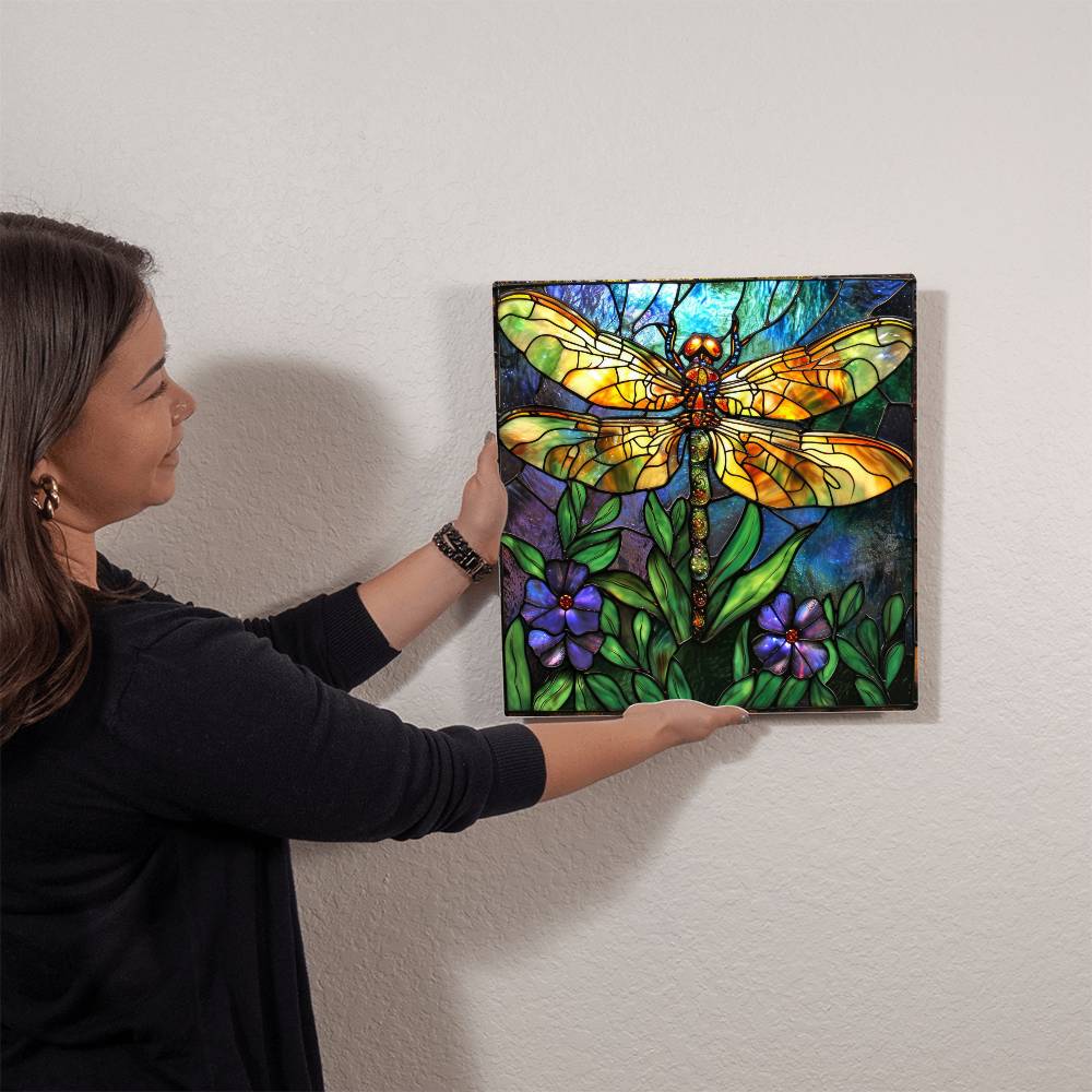 Dragonfly Faux Stained Glass High Gloss Metal Prints