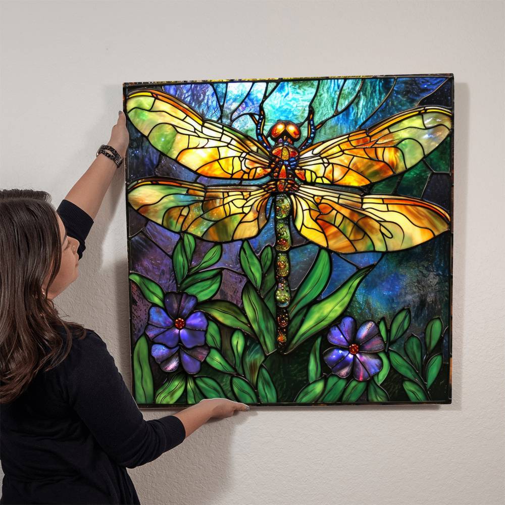 Dragonfly Faux Stained Glass High Gloss Metal Prints