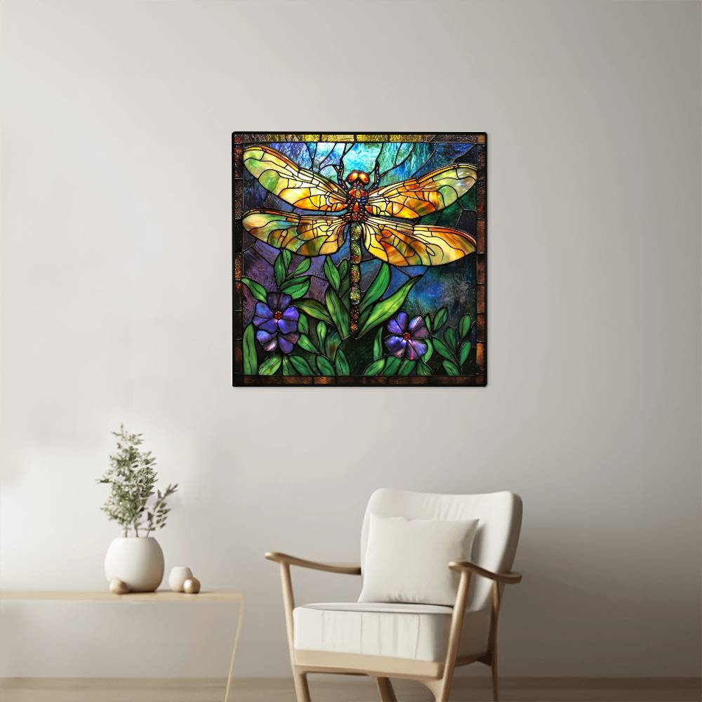 Dragonfly Faux Stained Glass High Gloss Metal Prints