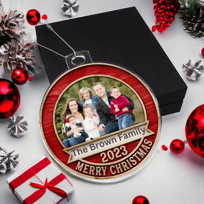 Personalized Family Photo 2023 Merry Christmas Ornament