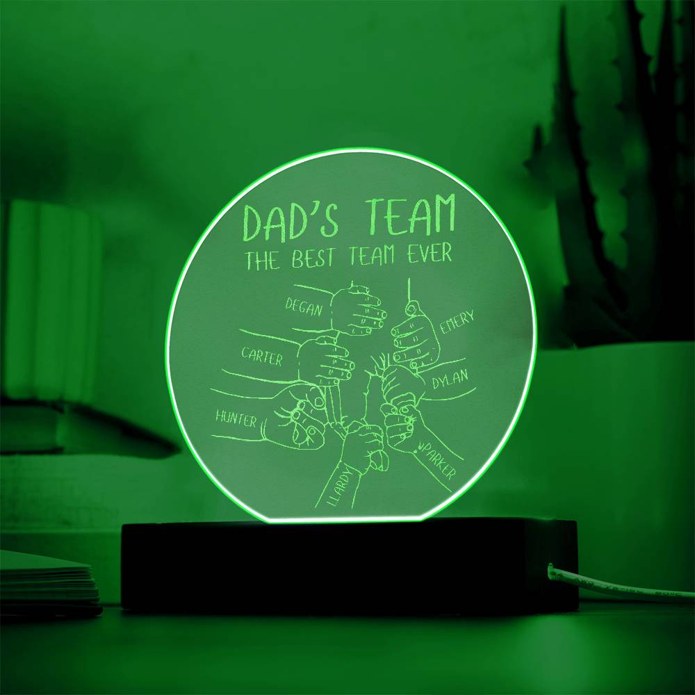 Dad's Team LED Lighted Engraved Acrylic Plaque