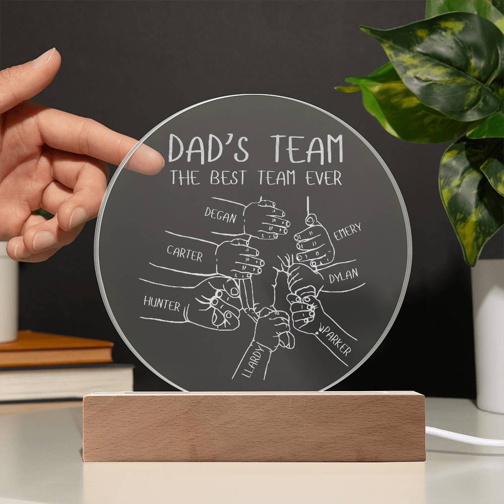 Dad's Team LED Lighted Engraved Acrylic Plaque
