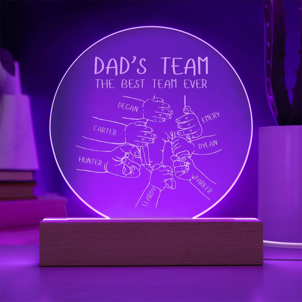 Dad's Team LED Lighted Engraved Acrylic Plaque