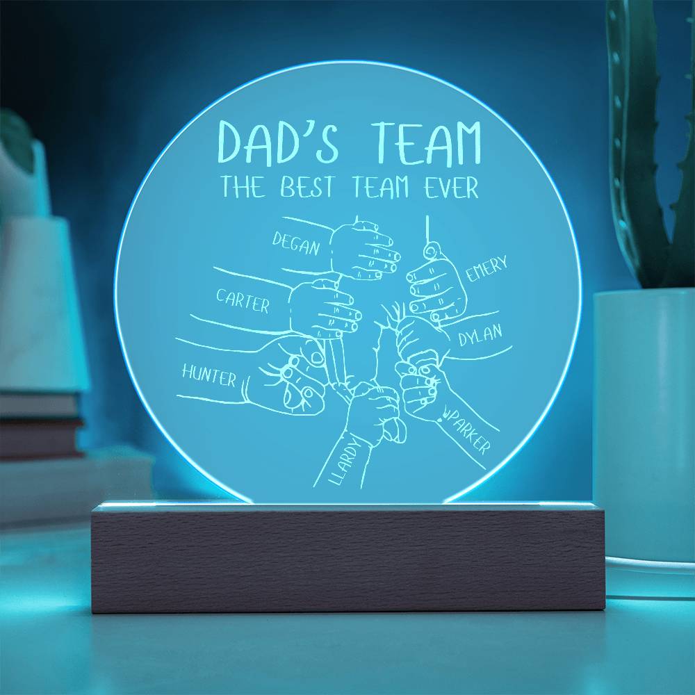 Dad's Team LED Lighted Engraved Acrylic Plaque