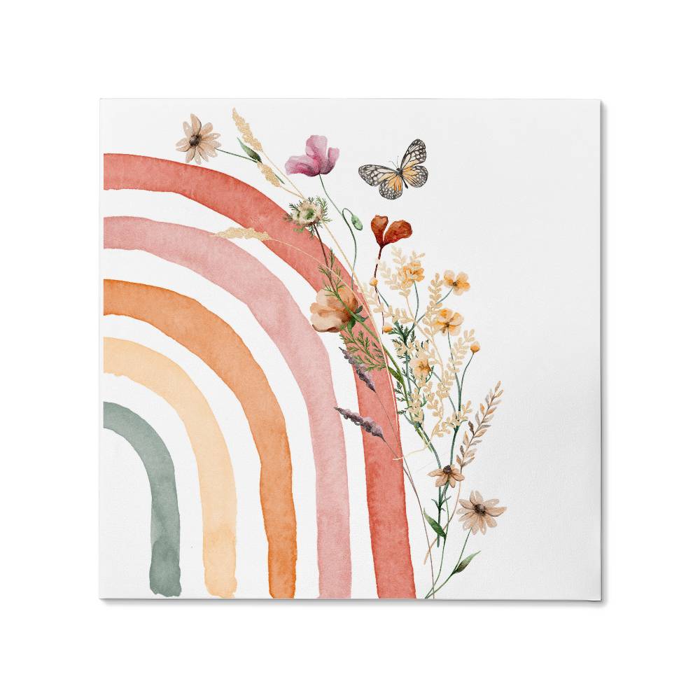 Boho Style Wildflowers and Right Rainbow Gallery Wrapped Canvas