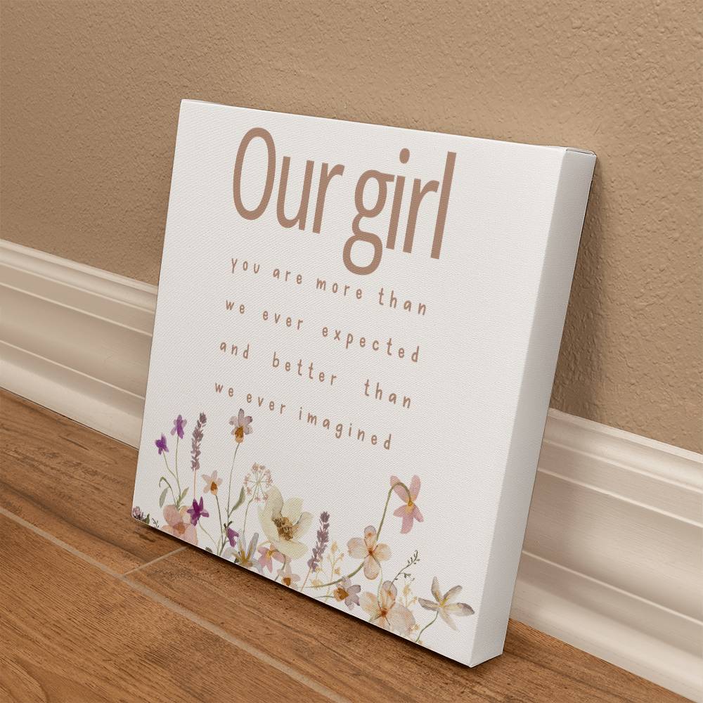 Our Girl Gallery Wrapped Canvas Boho Girl Room Wall Decor