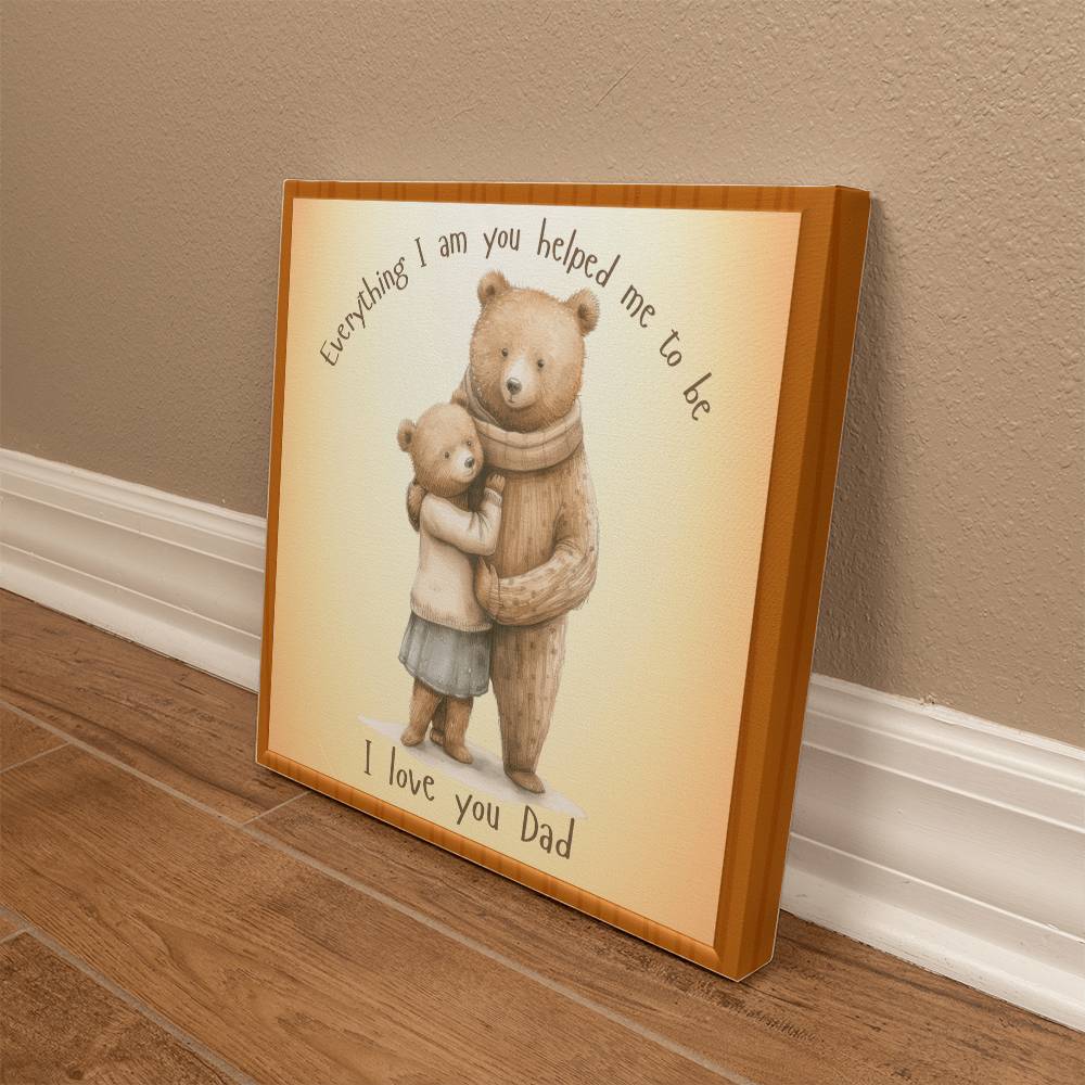 Dad and Daughter Bear Gallery Wrapped Canvas