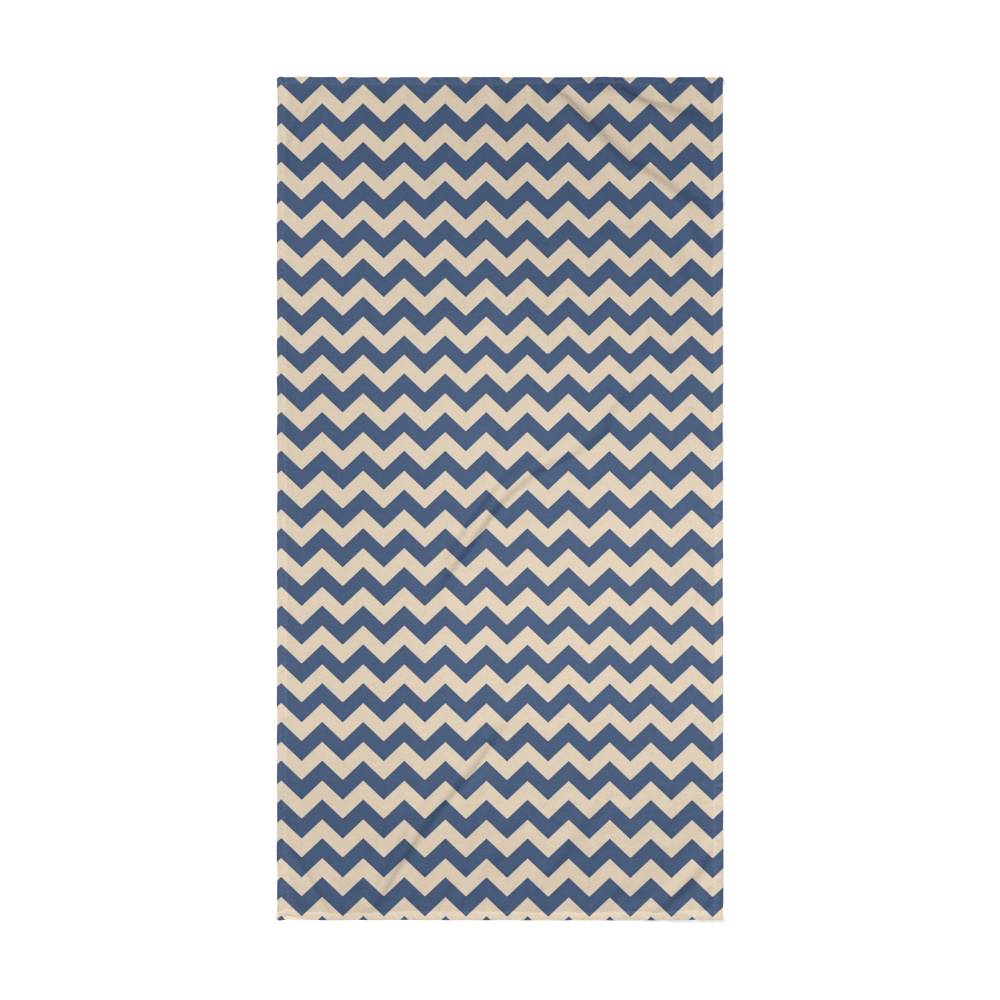 Denim Blue & Cream Zigzag Striped Beach Towel