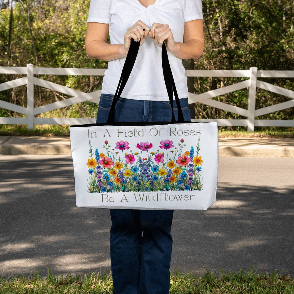 In A Field Of Roses Be A Wildflower Weekender Tote Bag