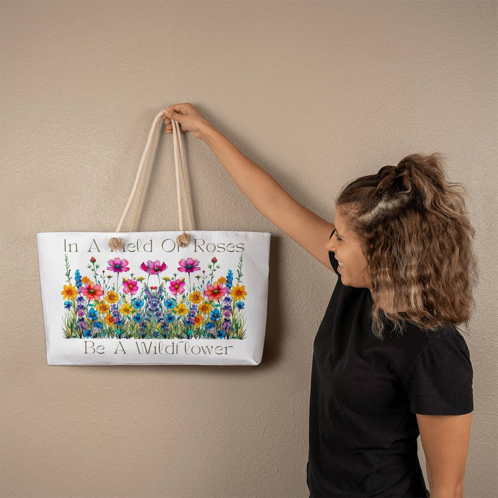 In A Field Of Roses Be A Wildflower Weekender Tote Bag