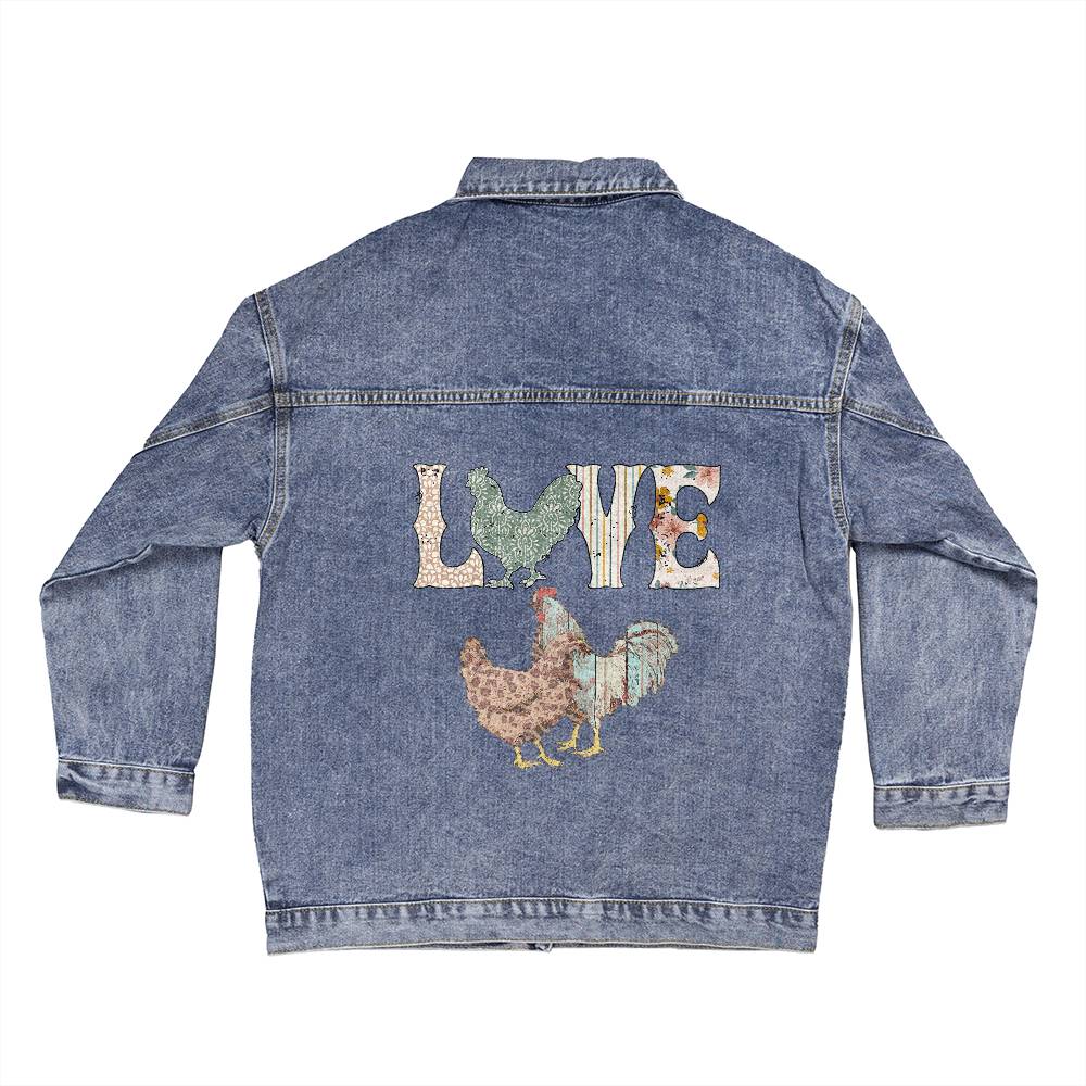 LOVE Chickens Oversized Women's DTG Denim Jacket