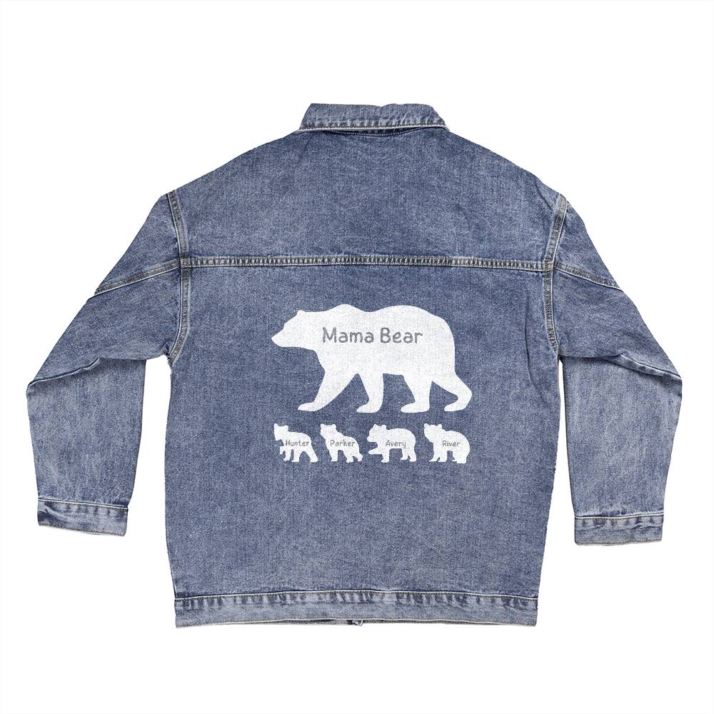 Mama Bear & Baby Bears Oversized Women's DTG Denim Jacket