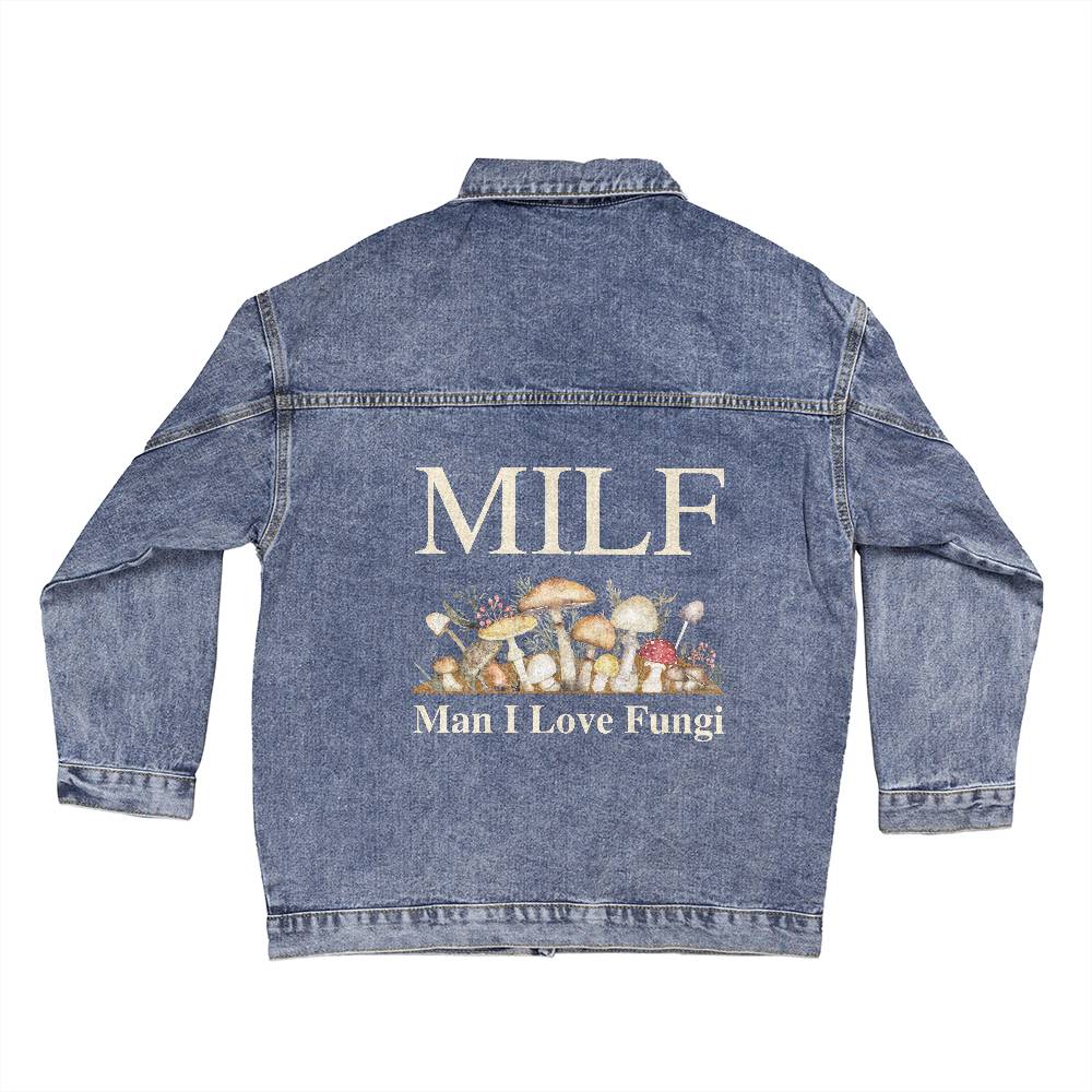 MILF Mushroom Oversized Women's DTG Denim Jacket