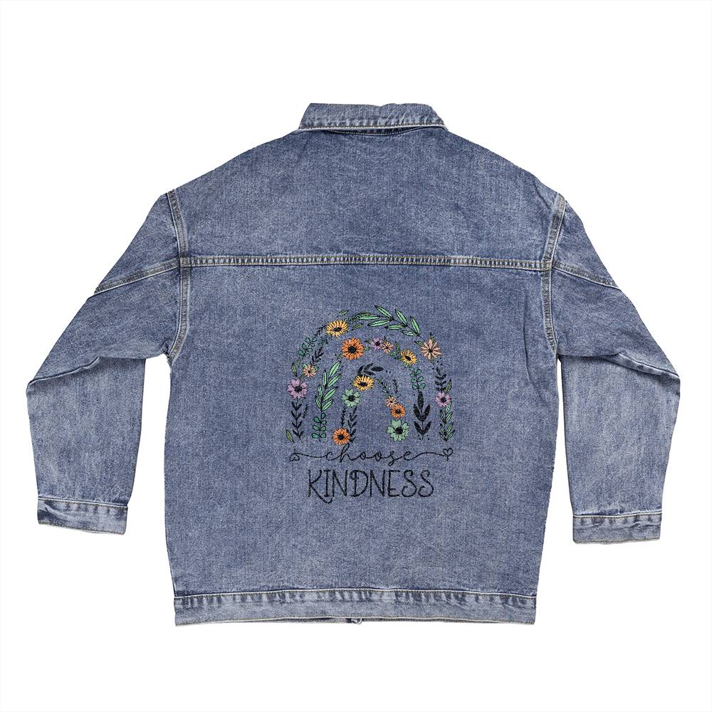 Personalized Chose Kindness Oversized Women's DTG Denim Jacket