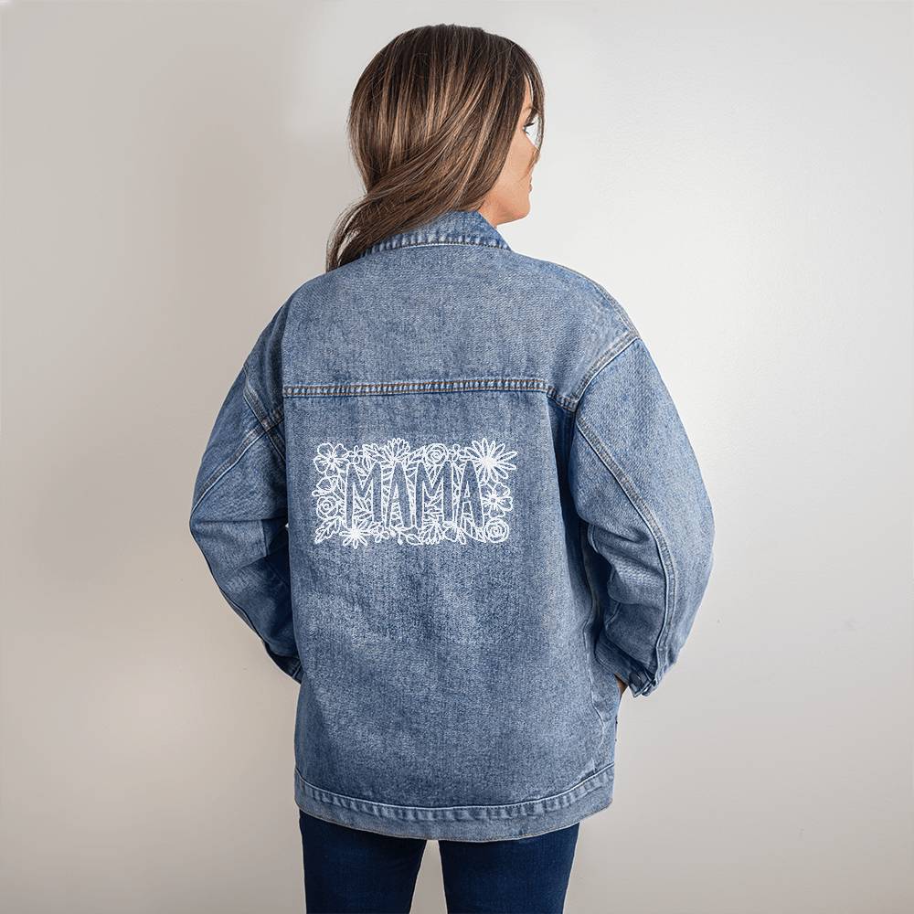 Flower Mama Oversized Women's DTG Denim Jacket