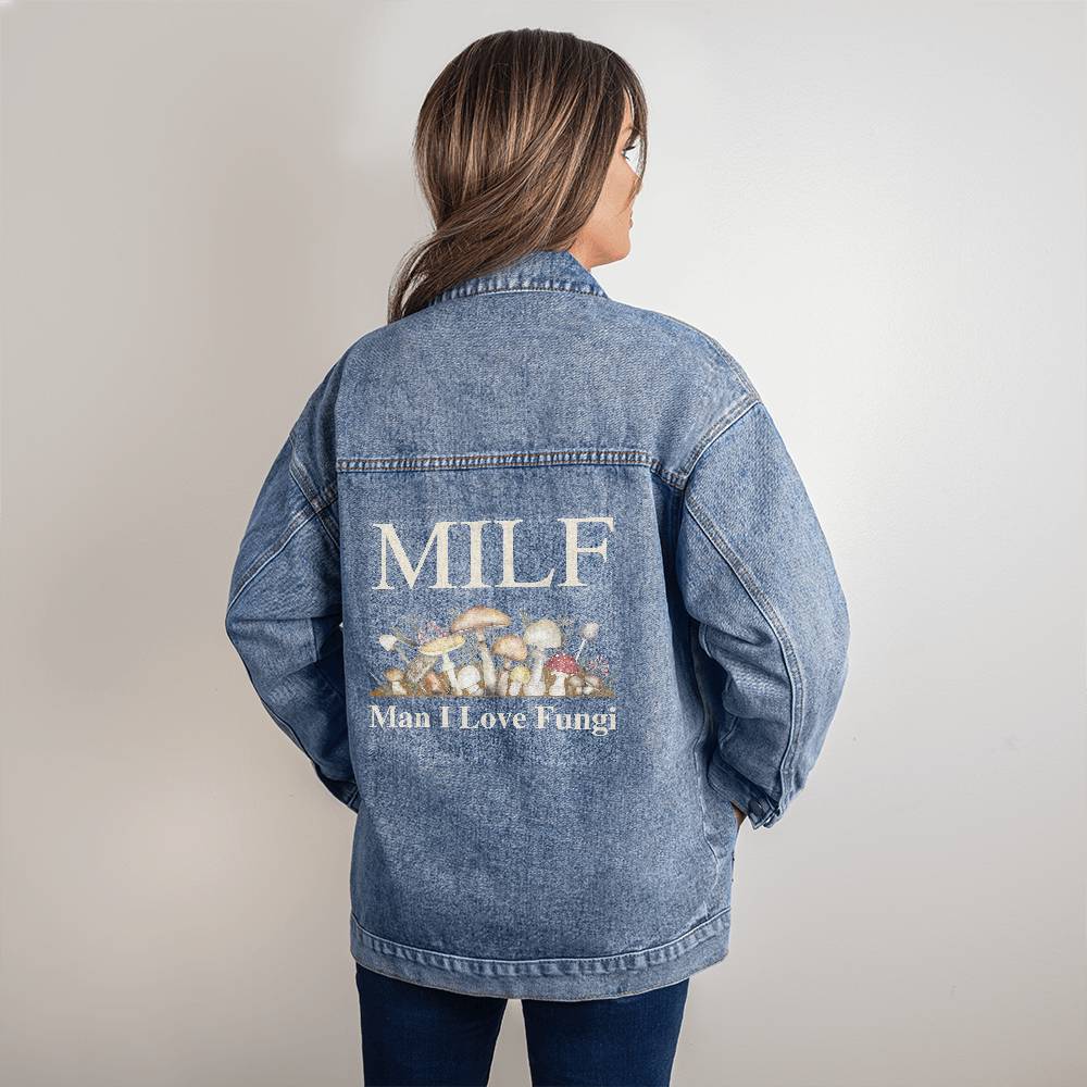 MILF Mushroom Oversized Women's DTG Denim Jacket